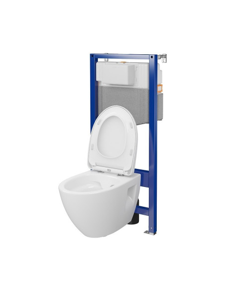 SET C35: AQUA 50 MECH QF WC FRAME + MODUO PLUS CLEANON OVAL WALL HUNG BOWL WITH TOILET SEAT - 6