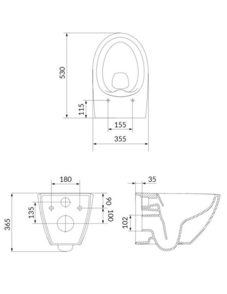 SET C35: AQUA 50 MECH QF WC FRAME + MODUO PLUS CLEANON OVAL WALL HUNG BOWL WITH TOILET SEAT - 7