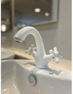 Смеситель для умывальника МОРАВА РЕТРО ГЛЯНЦЕВЫЙ БЕЛЫЙ - Barva bílá lesklá,Rozměr 3/8'' 2