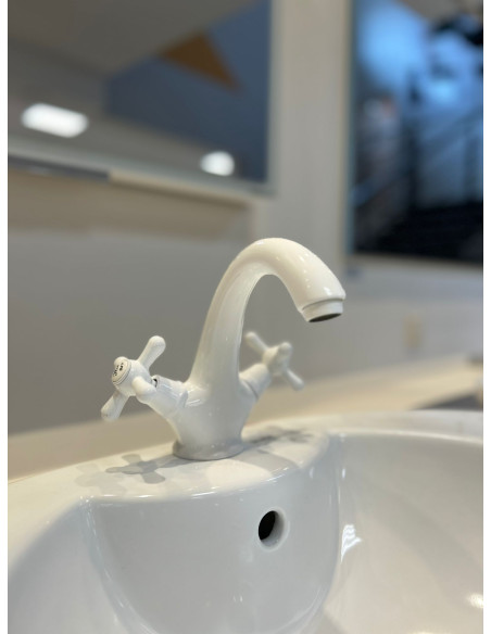 Basin mixer tap MORAVA RETRO GLOSSY WHITE - Barva bílá lesklá,Rozměr 3/8'' - 3