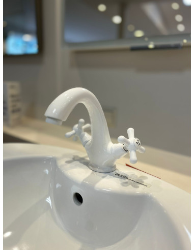 Basin mixer tap MORAVA RETRO GLOSSY WHITE - Barva bílá lesklá,Rozměr 3/8'' - 4