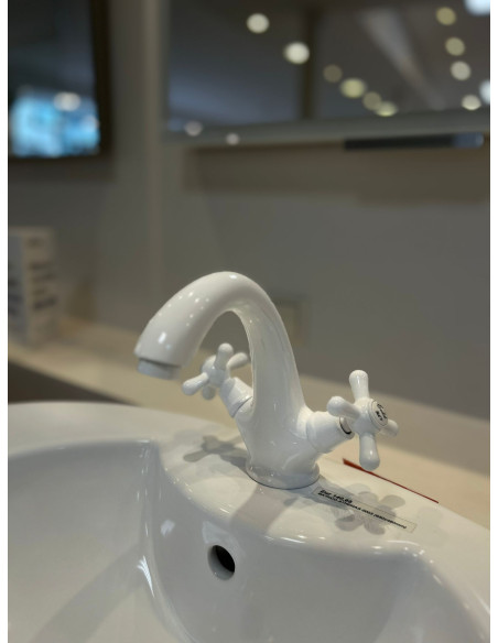 Basin mixer tap MORAVA RETRO GLOSSY WHITE - Barva bílá lesklá,Rozměr 3/8'' - 5