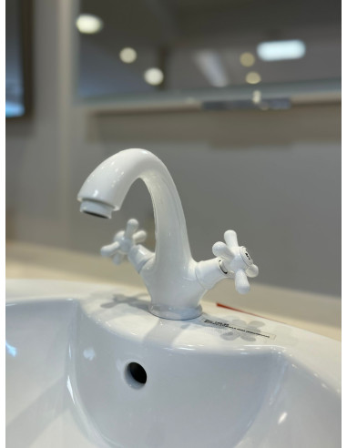 Basin mixer tap MORAVA RETRO GLOSSY WHITE - Barva bílá lesklá,Rozměr 3/8'' - 6