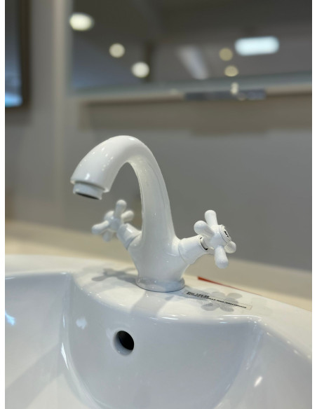 Basin mixer tap MORAVA RETRO GLOSSY WHITE - Barva bílá lesklá,Rozměr 3/8'' - 6