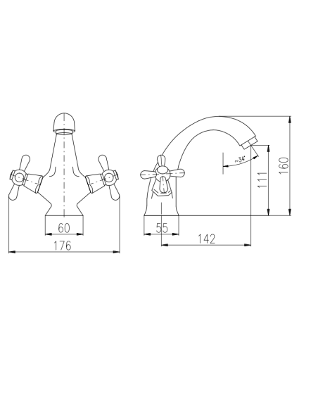 Basin mixer tap MORAVA RETRO GLOSSY WHITE - Barva bílá lesklá,Rozměr 3/8'' - 7