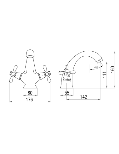 Washbasin faucet MORAVA RETRO bronze - Barva stará mosaz,Rozměr 1/2'' - 3