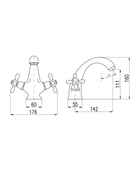 Kriauklės maišytuvas MORAVA RETRO bronzinis, RAV Slezák - 3