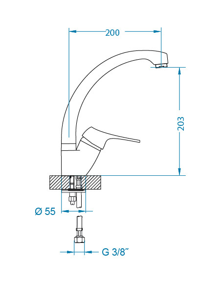 ALVEUS DIANA virtuves krāns hroms