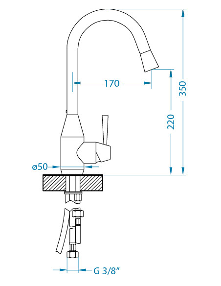 ALVEUS ARC 40 - P virtuves krāns hromēts