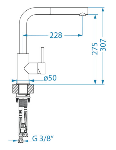 ZEOS P virtuves jaucējkrāns Melns DEEP BLACK