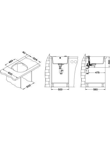 ALVEUS ROLL 10 balta granīta izlietne