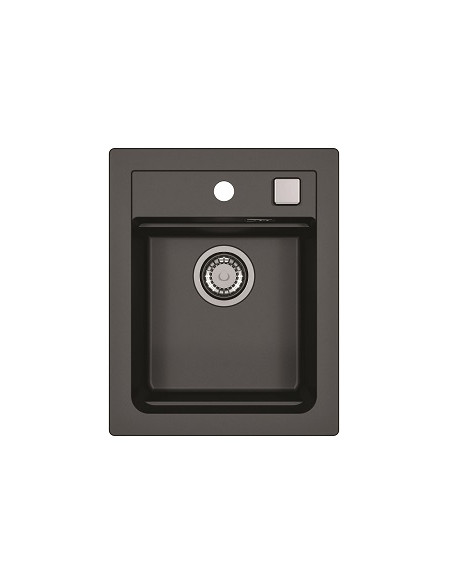 ATROX 10 col. 91 BLACK Granitāla izlietne (400 x 500) 1 bļoda ar POP-UP sifonu 3 1/2"