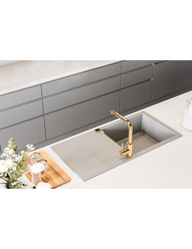 CADIT 50 col. 81 BETONS (1000x500) Granitāla izlietne 1 bļoda ar POP-UP sifonu 3 1/2"