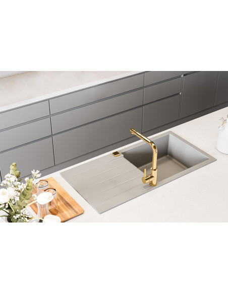 CADIT 50 col. 55 BEIGE (1000x500) Granitāla izlietne 1 bļoda ar POP-UP sifonu 3 1/2"