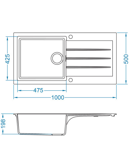 CADIT 50 col. 11 WHITE (1000x500) Granitāla izlietne 1 bļoda ar POP-UP sifonu 3 1/2" CADIT 50 col. 11 WHITE (1000x500) Granitāla izlietne 1 bļoda ar POP-UP sifonu 3 1/2"