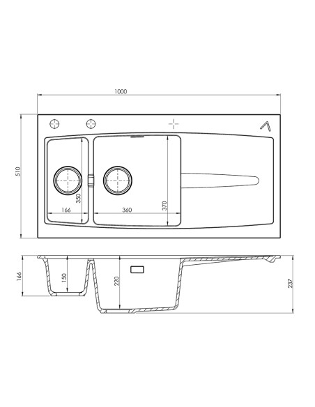ALVEUS APELLES 70 balta granīta izlietne ALVEUS APELLES 70 balta granīta izlietne