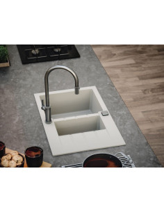 CADIT 70 col. 11 WHITE (790x500) Granitāla izlietne 1 bļoda ar POP-UP sifonu 3 1/2" 2