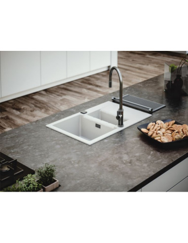 CADIT 70 col. 11 WHITE (790x500) Granitāla izlietne 1 bļoda ar POP-UP sifonu 3 1/2"