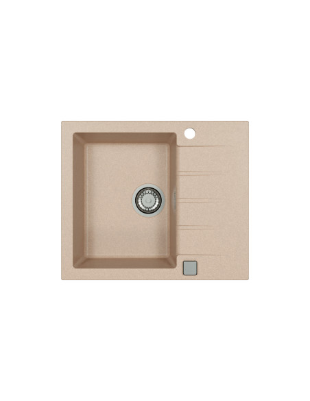 CADIT 10 col. 22 SAND (590x500) Granitāla izlietne 1 bļoda ar POP-UP sifonu 3 1/2"