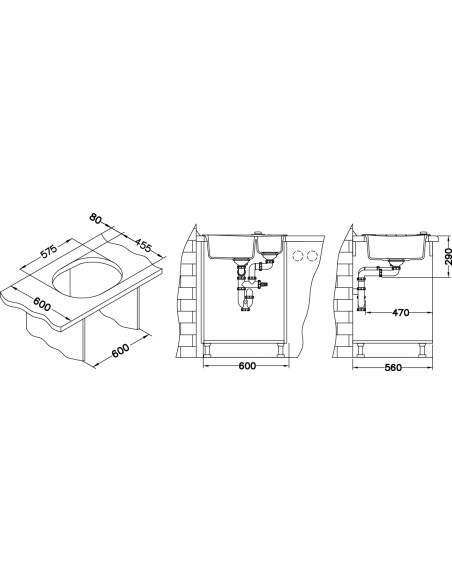 ALVEUS ROLL 80 balta granīta izlietne