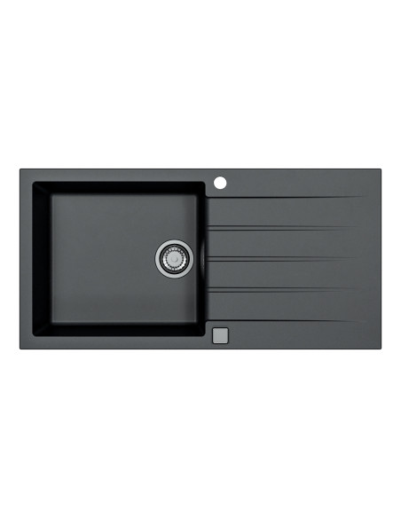 CADIT 50 col. 91 BLACK (1000x500) Granitāla izlietne 1 bļoda ar POP-UP sifonu 3 1/2" CADIT 50 col. 91 BLACK (1000x500) Granitāla izlietne 1 bļoda ar POP-UP sifonu 3 1/2"