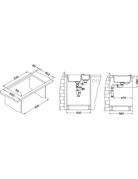 ALVEUS ROCK 80 balta granīta izlietne