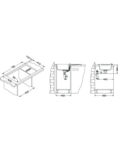 ALVEUS NIAGARA 30 melna granīta izlietne