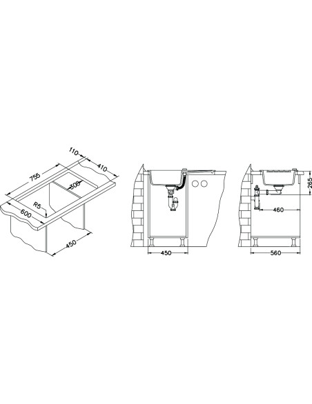 ALVEUS NIAGARA 30 melna granīta izlietne