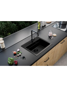 ATROX 30 BLACK EDITION col. 91 BLACK Granitāla izlietne 1 bļoda ar manuālo sifonu 3 1/2" - SIPHON BLACK. 2