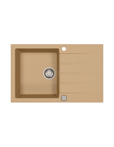 CADIT 20 col. 55 BEIGE (790x500) Granitāla izlietne 1 bļoda ar POP-UP sifonu 3 1/2" + AM-ROYAL CEPTINA 24CM (32905-M34152)