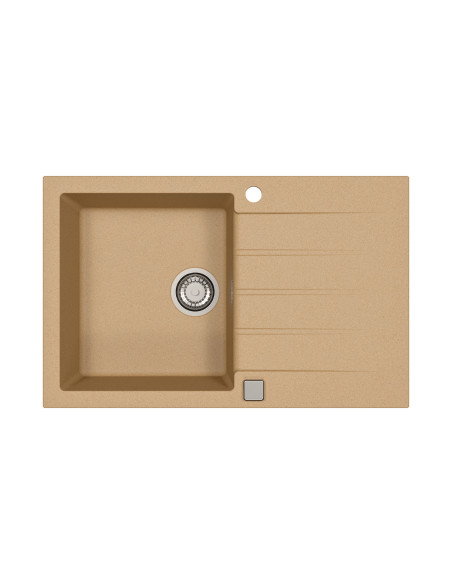 CADIT 20 col. 55 BEIGE (790x500) Granitāla izlietne 1 bļoda ar POP-UP sifonu 3 1/2" + AM-ROYAL CEPTINA 24CM (32905-M34152)