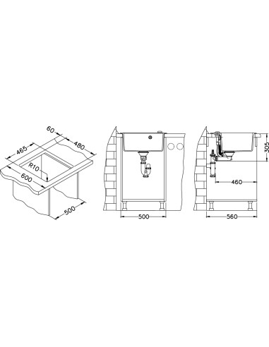 ALVEUS FORMIC 20 balta granīta izlietne
