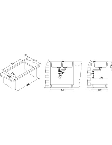 ALVEUS ROCK 90 melna granīta izlietne