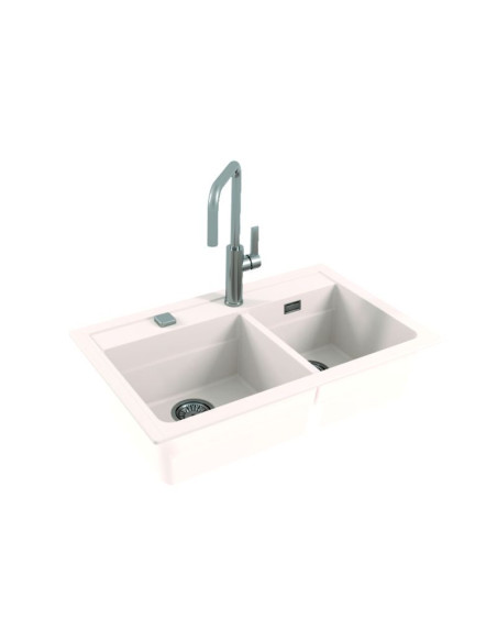 ATROX 50 col. 11 White Granital izlietne 2 bļodas ar POP-UP sifonu 3 1/2" ATROX 50 col. 11 White Granital izlietne 2 bļodas ar POP-UP sifonu 3 1/2"
