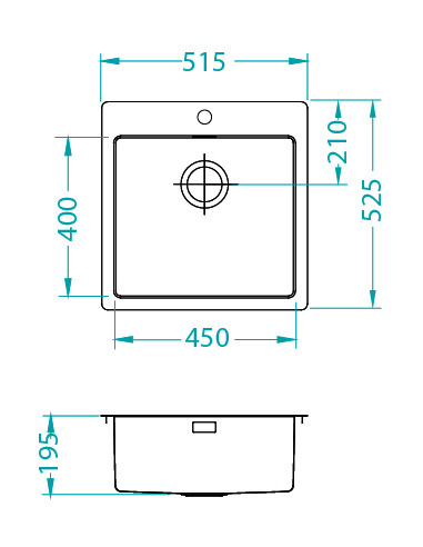 Monarch PURE 30 COPPER QC tērauda izlietne 515 x 525 mm Quick Close kanalizācija
