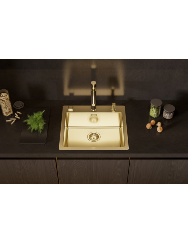 Monarch PURE 70 F/S QC GOLD tērauda izlietne 565x525 mm Quick Close kanalizācija
