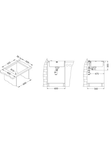 Monarch PURE 70 F/S QC GOLD tērauda izlietne 565x525 mm Quick Close kanalizācija