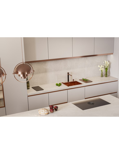 Monarch PURE 70 F/S QC COPPER tērauda izlietne 565x525 mm Quick Close kanalizācija