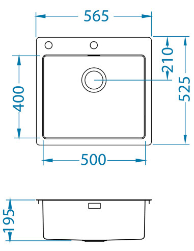 Monarch PURE 70 F/S QC COPPER tērauda izlietne 565x525 mm Quick Close kanalizācija