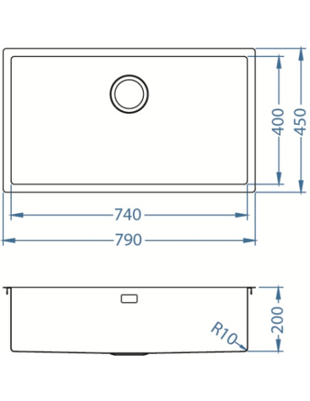 ALVEUS QUADRIX 60 antracīta izlietne