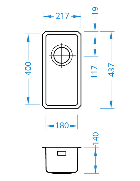 ALVEUS KOMBINO 10 tērauda varš zemmontējamā izlietne ALVEUS KOMBINO 10 tērauda varš zemmontējamā izlietne