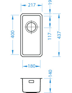 ALVEUS KOMBINO 10 antracīta tērauda zemmontējamā izlietne 2