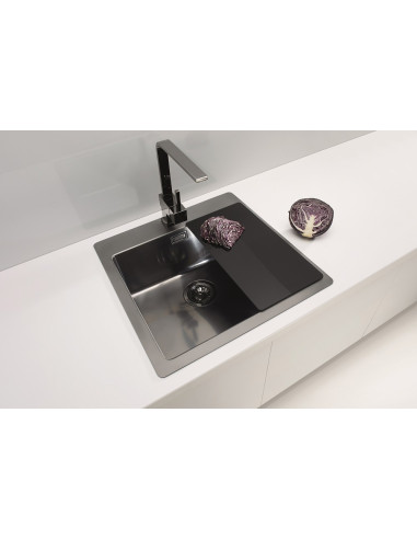 Monarch PURE 30 ANTHRACYT QC tērauda izlietne 515 x 525 mm Quick Close kanalizācija