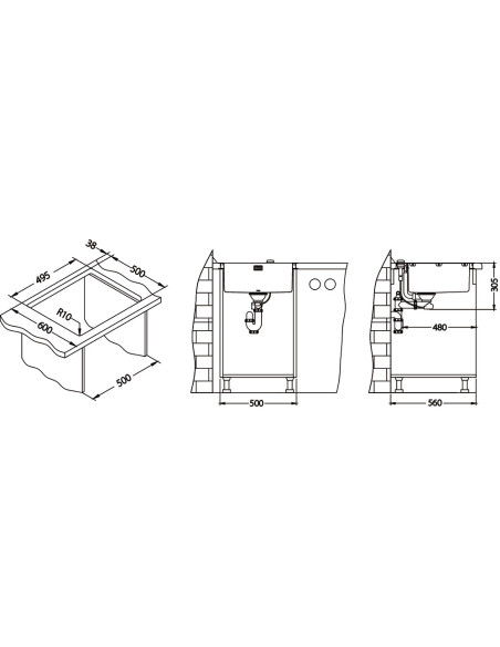 Monarch PURE 30 ANTHRACYT QC tērauda izlietne 515 x 525 mm Quick Close kanalizācija