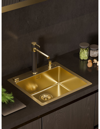 Monarch PURE 70 F/S QC ANTHRACITE tērauda izlietne 565x525 mm Quick Close kanalizācija