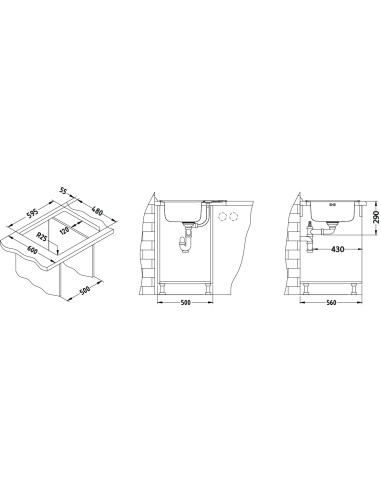 ALVEUS LINE MAXIM 60 satīna tērauda izlietne
