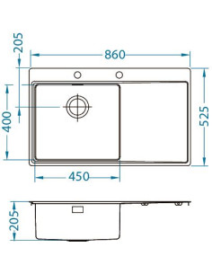 ALVEUS PURE 50 tērauda izlietne atstāta 2