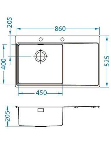 ALVEUS PURE 50 tērauda izlietne labi