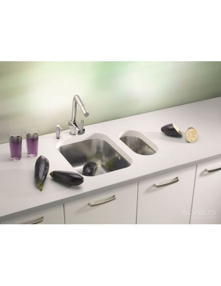 ALVEUS VARIANT 40 satīna tērauda izlietne ar plakanām malām ALVEUS VARIANT 40 satīna tērauda izlietne ar plakanām malām