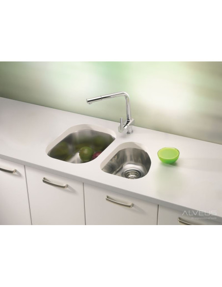 ALVEUS VARIANT 40 satīna tērauda izlietne ar plakanām malām ALVEUS VARIANT 40 satīna tērauda izlietne ar plakanām malām